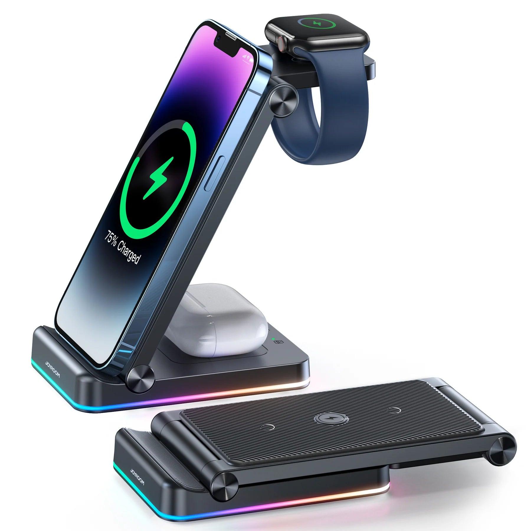 JR-WQN01 3 in 1 Magnetic Charging Station for phone for watch for earphone
