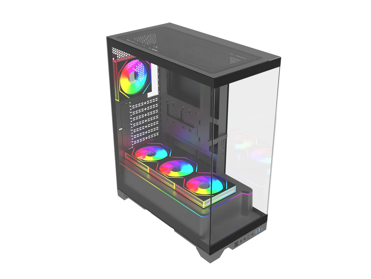 Quantum Gaming Shadowforge USB3.0 USB2.0 Type-C 4x ARGB Fan Full Size ATX Temperli Cam 0.65mm Siyah Çelik Gövde PSU'SUZ