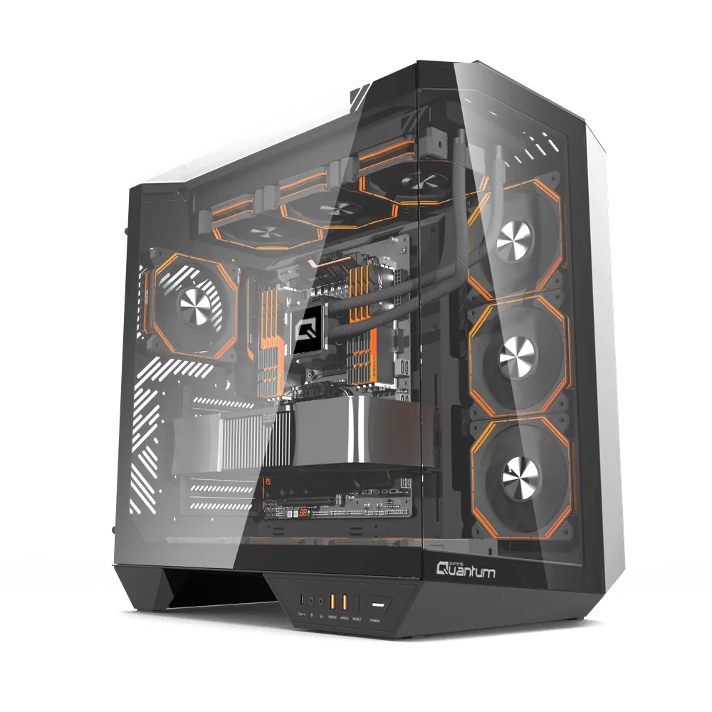 Quantum Proxima TYPE-C+2xUSB3.0+HD Audio 4xARGB Fan 390mm VGA Temperli Cam 850W Siyah Gaming Kasa