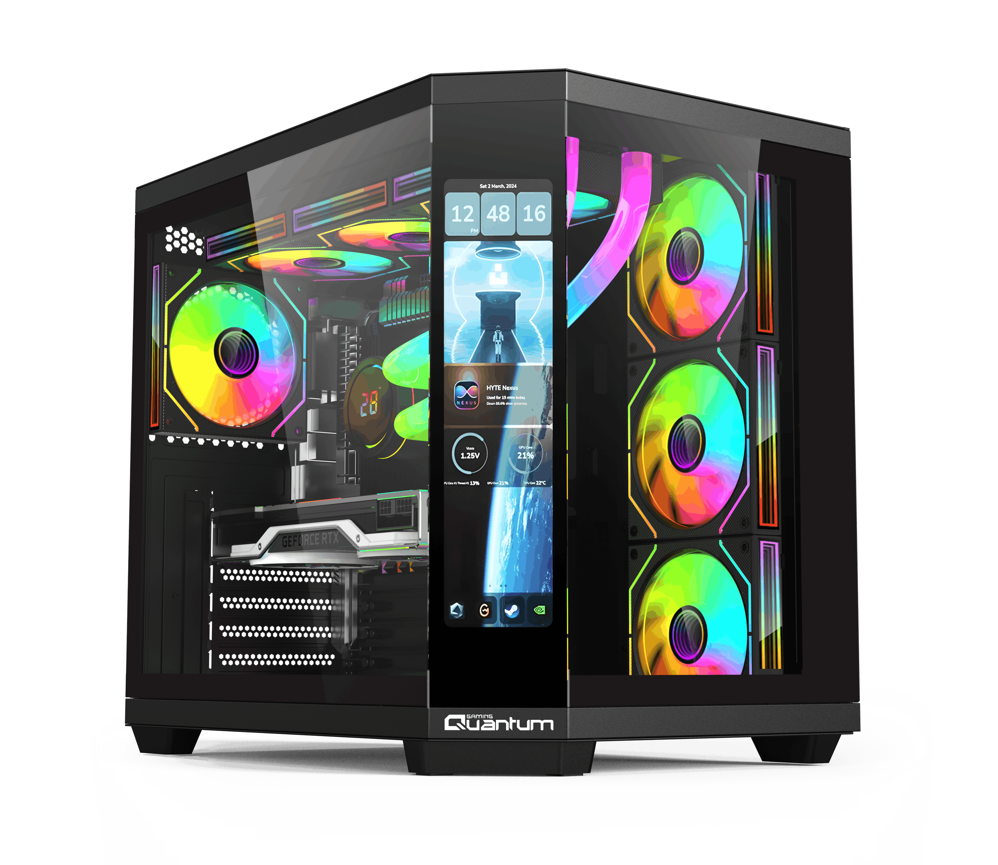 Quantum Sirius QT4000 Type-C USB3.0+USB2.0 HD Audio 7xARGB Fan C4001 850W 80+ Bronze 11,8" LCD ATX Gaming Kasa