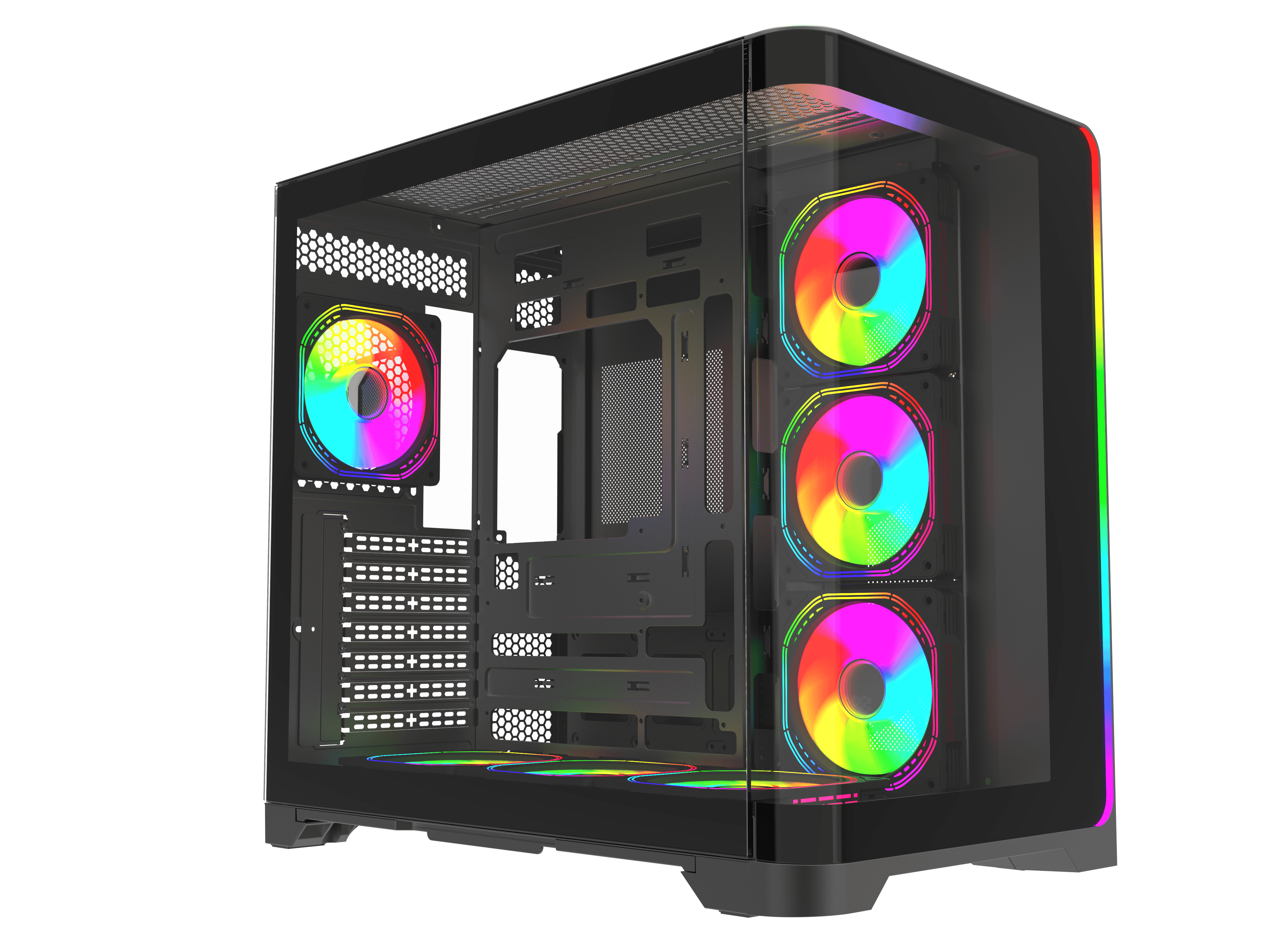 Quantum Gaming Stormforge USB3.0 USB2.0 Type-C 7x ARGB Fan Full Size ATX Temperli Cam 0.55mm Siyah Çelik Gövde PSU'SUZ G