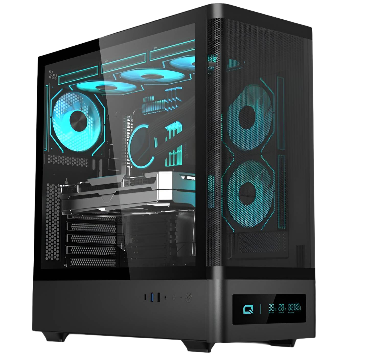 Quantum Hyper QT4500 Type-C+USB3.0+2xUSB1.1 6xARGB Fan Temperli Cam Yan Panel 650W 80+ Bronze PSU Gaming Kasa