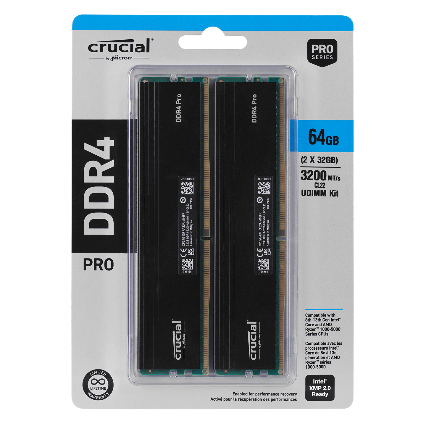 CRUCİAL PRO OC 64GB(2X32GB) DDR5 6000MHZ CP2K32G60C40U5 W SOĞUTUCULU