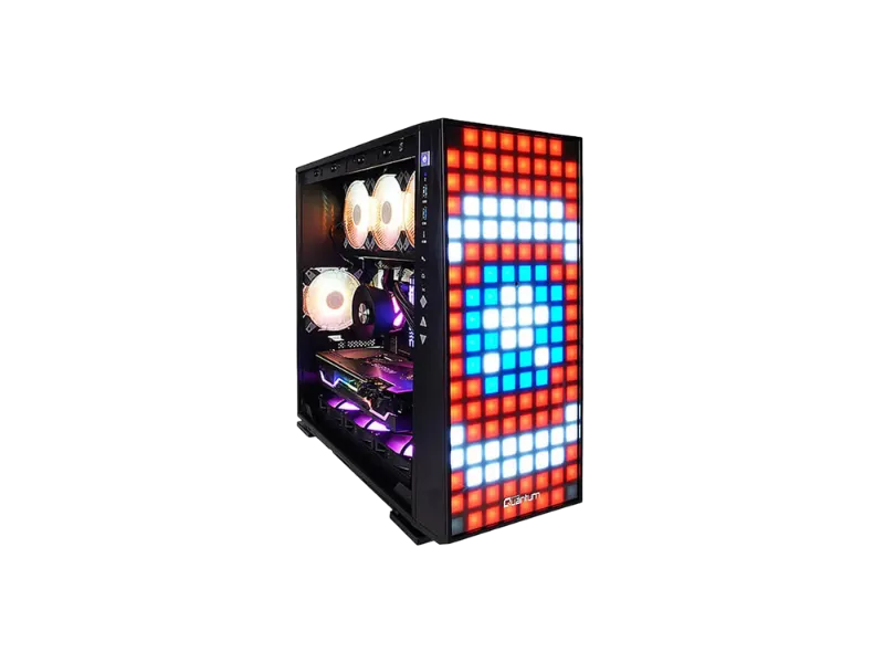 Quantum Gaming Vegas 2xUSB3.0 1xType-C Adreslenebilir RGB Ön Panel Siyah Mid Tower Power SECC, Kırılmaz Cam, ABS 12" x 1
