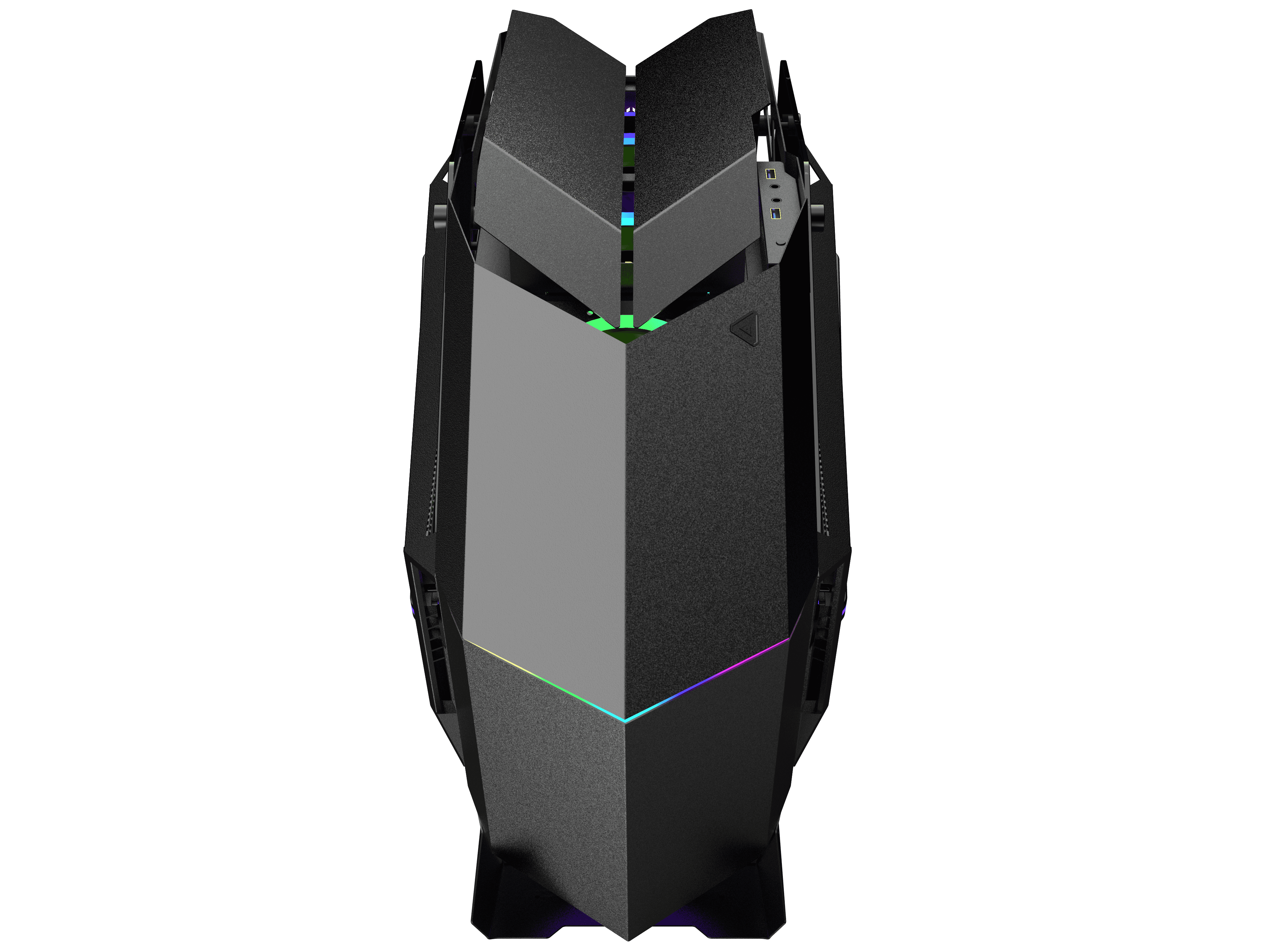 Quantum Gaming Ironclad USB3.0 HD Audio 6x ARGB Fan Full Size ATX Temperli Cam 1.0mm Siyah Çelik Gövde PSU'SUZ Gaming Ma